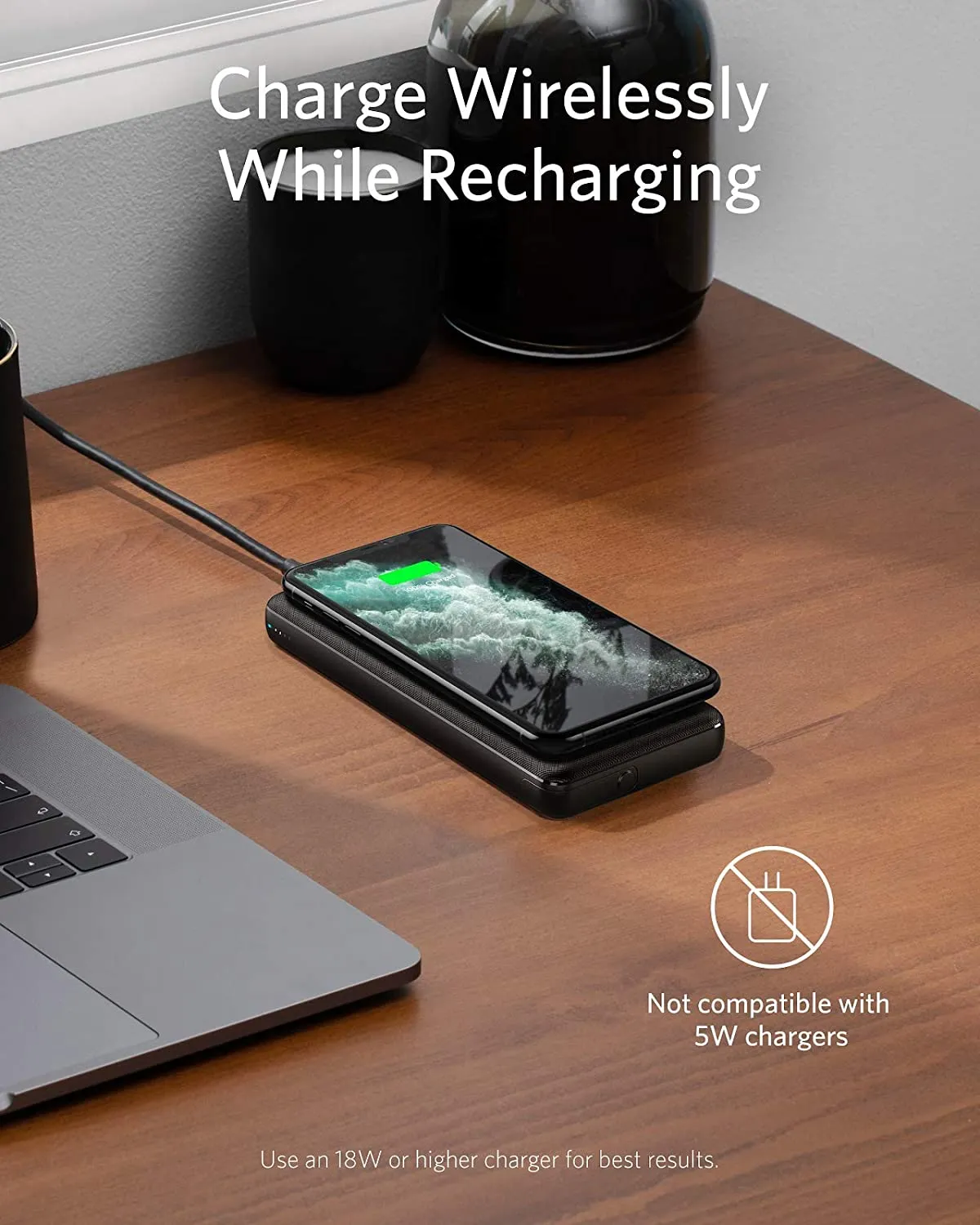 Anker Power Bank PowerCore III 10K Wireless Portable Charger with Qi-Certified 10W Wireless Charging and 18W USB-C Quick Charge