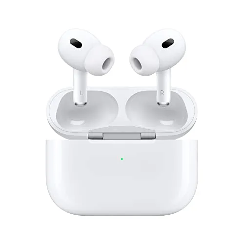 Apple AirPods Pro (2nd Gen) Wireless Earbuds, Up to 2X More Active Noise Cancelling, Adaptive Transparency, Personalized Spatial Audio MagSafe Charging Case (USB-C) Bluetooth Headphones for iPhone