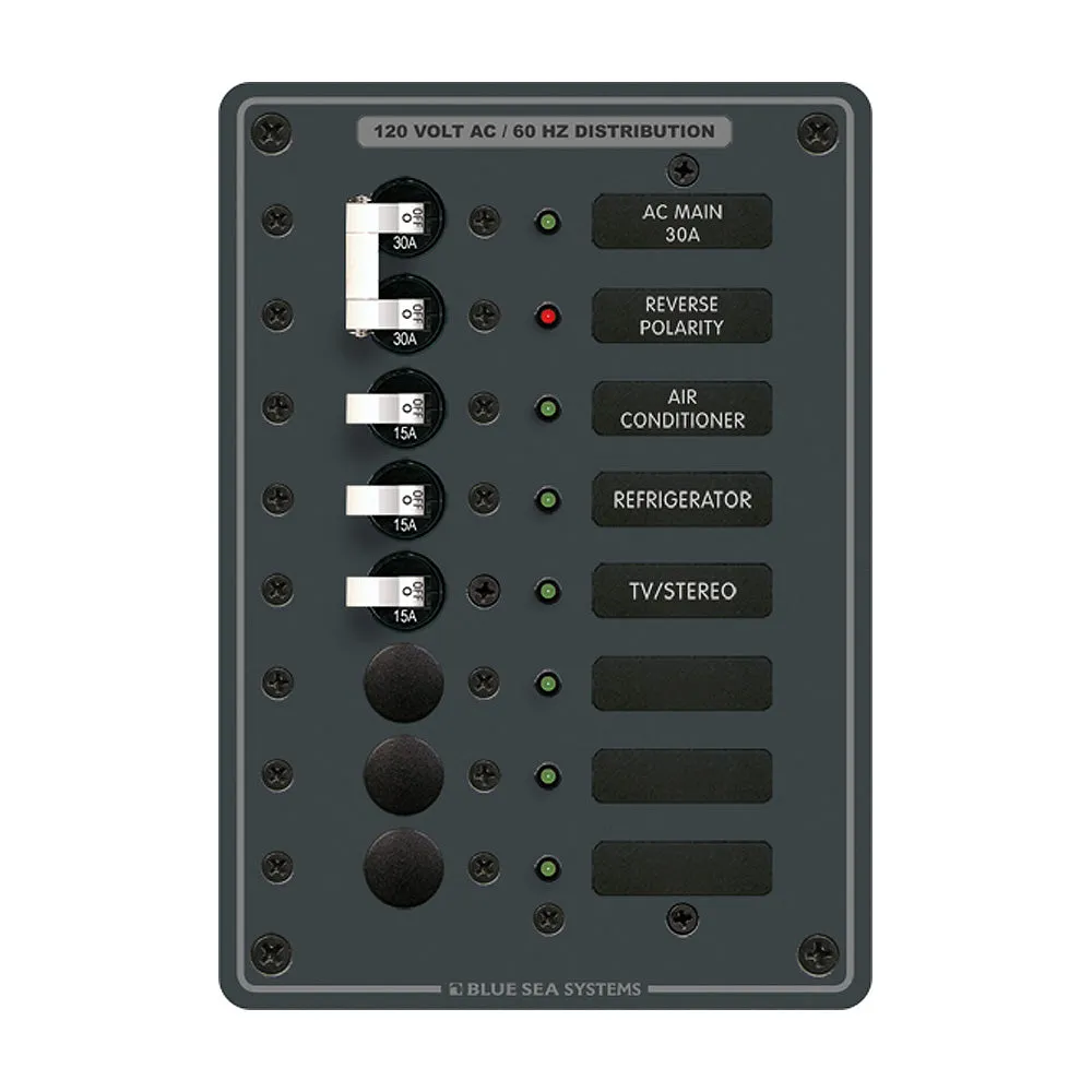 Blue Sea 8027 AC Main  6 Position Breaker Panel - White Switches [8027]