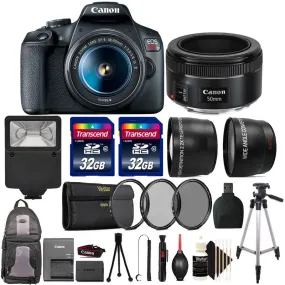 Canon EOS Rebel T7 DSLR Camera with EF-S 18-55 IS and Canon EF 50mm f/1.8 STM Prime Lenses   Accessories