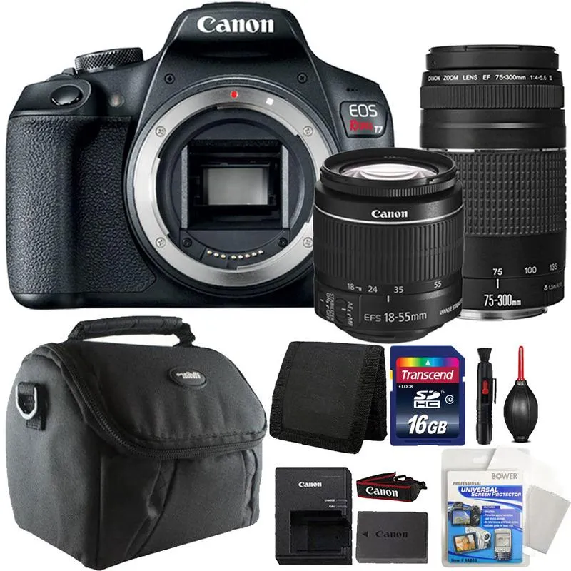 Canon EOS Rebel T7 DSLR Camera with EF-S 18-55mm   EF 75-300mm Double Lens Bundle