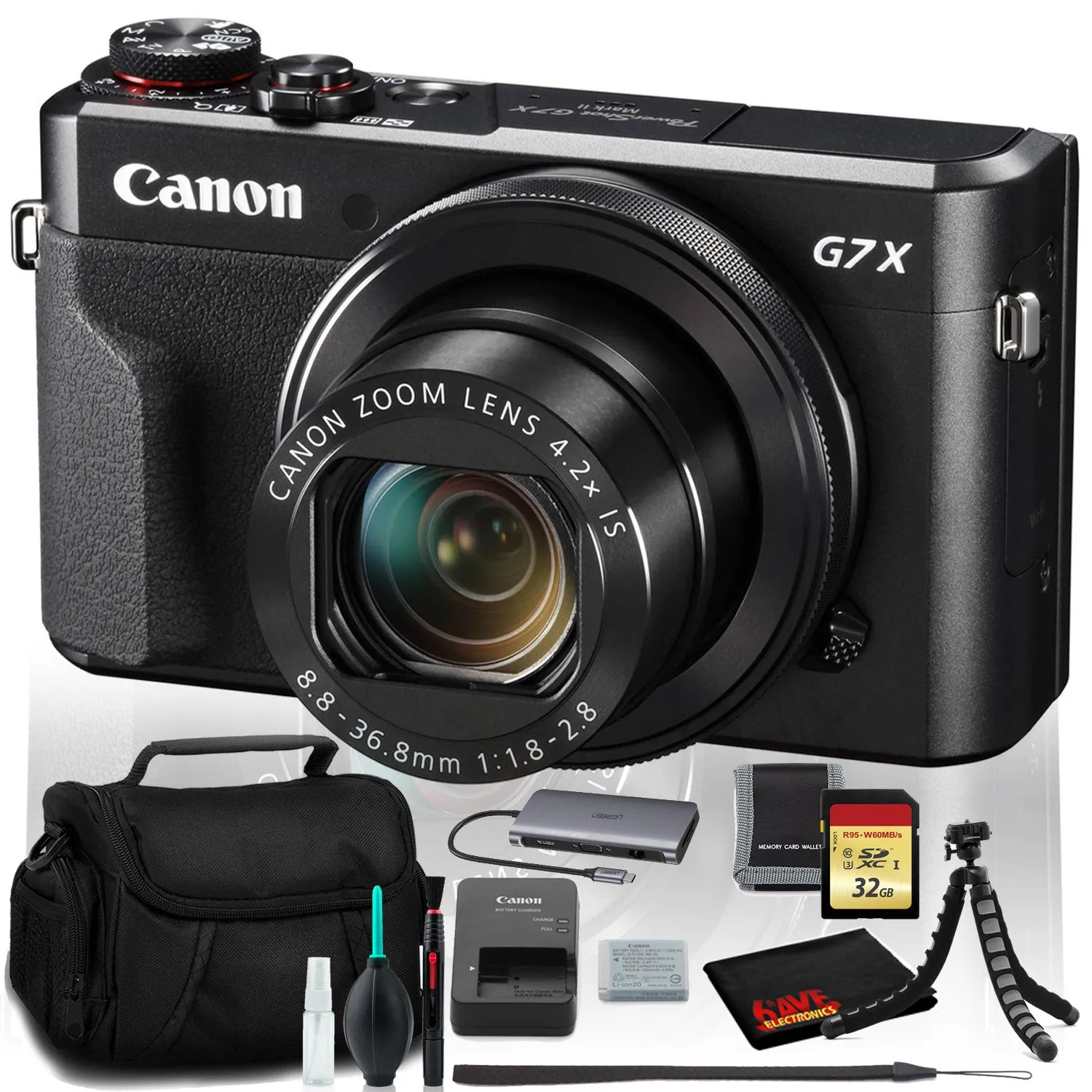 Canon PowerShot G7 X Mark II Digital Camera (Intl Model) with 32GB Memory Kit