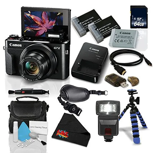 Canon PowerShot G7 X Mark II Digital Camera w/1 Inch CMOS Sensor and Tilt LCD Screen Touchscreen- Deluxe Bundle (1066C00