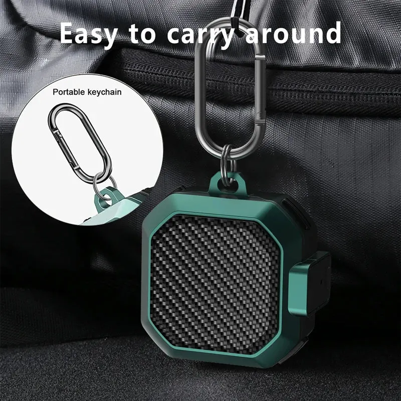 Case For Samsung Galaxy Buds FE/Buds 2 Pro/Buds 2/Buds Pro/Buds Live Case, Carbon Fiber Texture Silicone Secure Lock Shockproof Hook Cover -Green