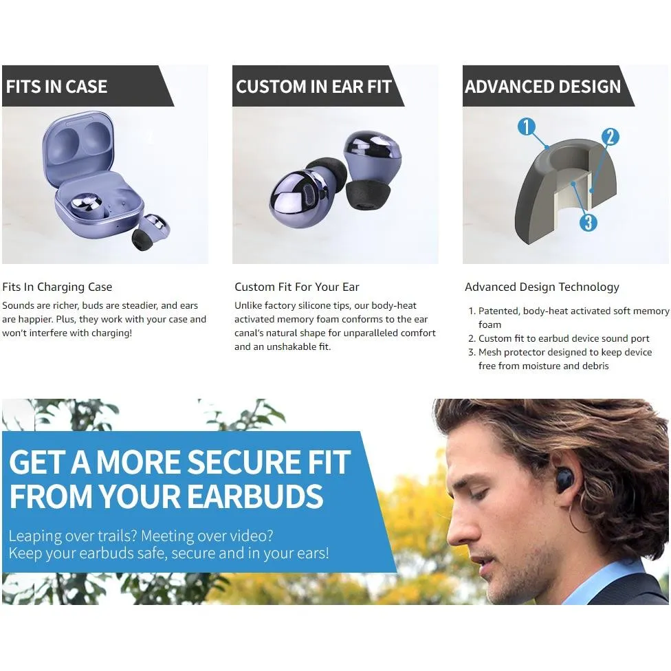 Comply TrueGrip Pro Ear Tips for Samsung Galaxy Buds Pro (3 Pairs) [Assorted]