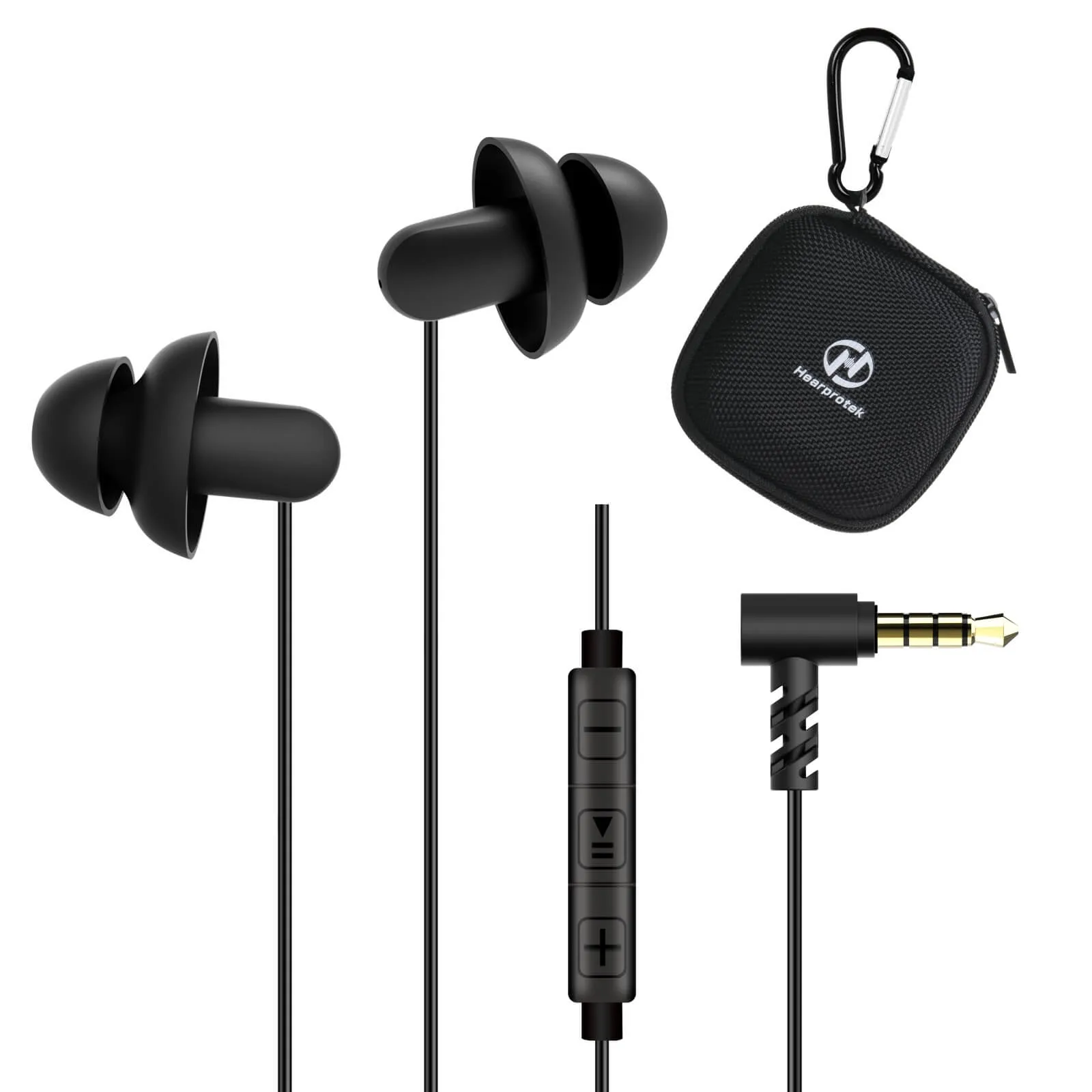 DreamMusic PRO - Hearprotek In-Ear Sleep Earbuds Earphones with Volume Control and Mic(2 Pairs)