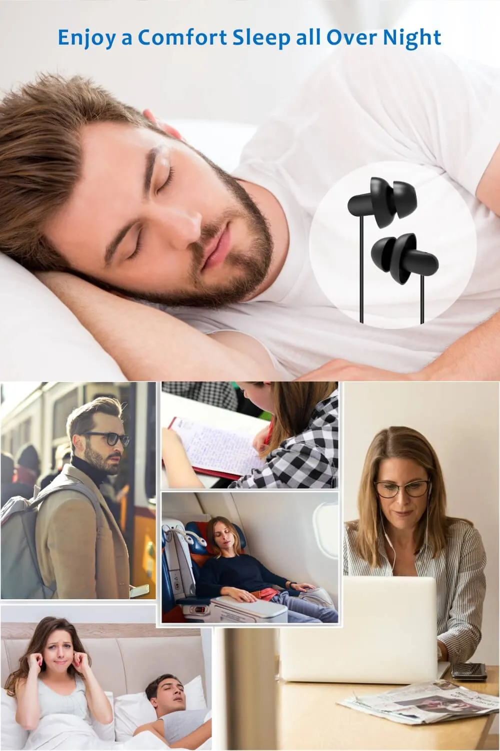 DreamMusic PRO - Hearprotek In-Ear Sleep Earbuds Earphones with Volume Control and Mic(2 Pairs)