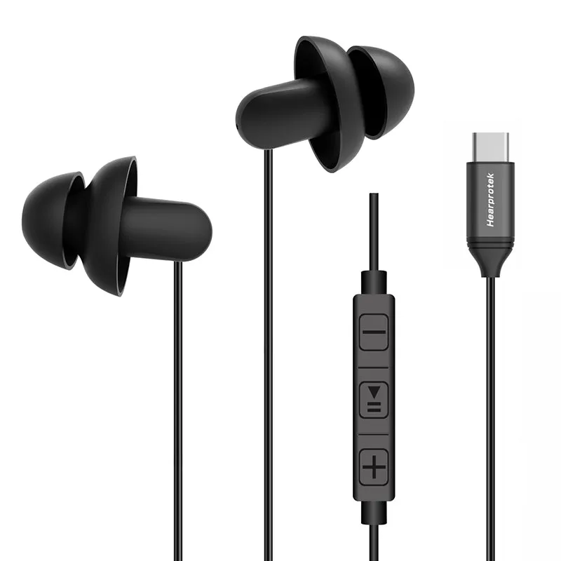 DreamMusic PRO - Hearprotek In-Ear Wired USB C Sleep Earbuds Earphones with Mic for Android Phones(2 Pairs)