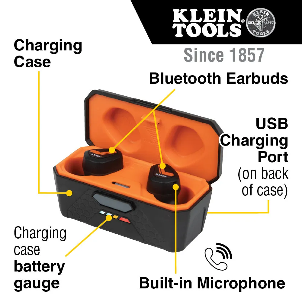 Earbuds - Klein Tools Bluetooth® Jobsite Earbuds, AESEB1