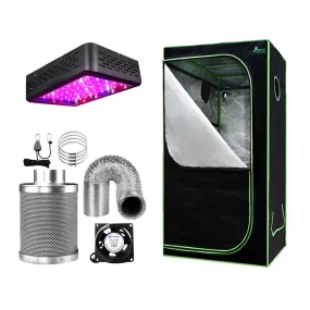 Greenfingers Grow Tent 600W LED Grow Light 60X60X140cm Mylar 4" Ventilation