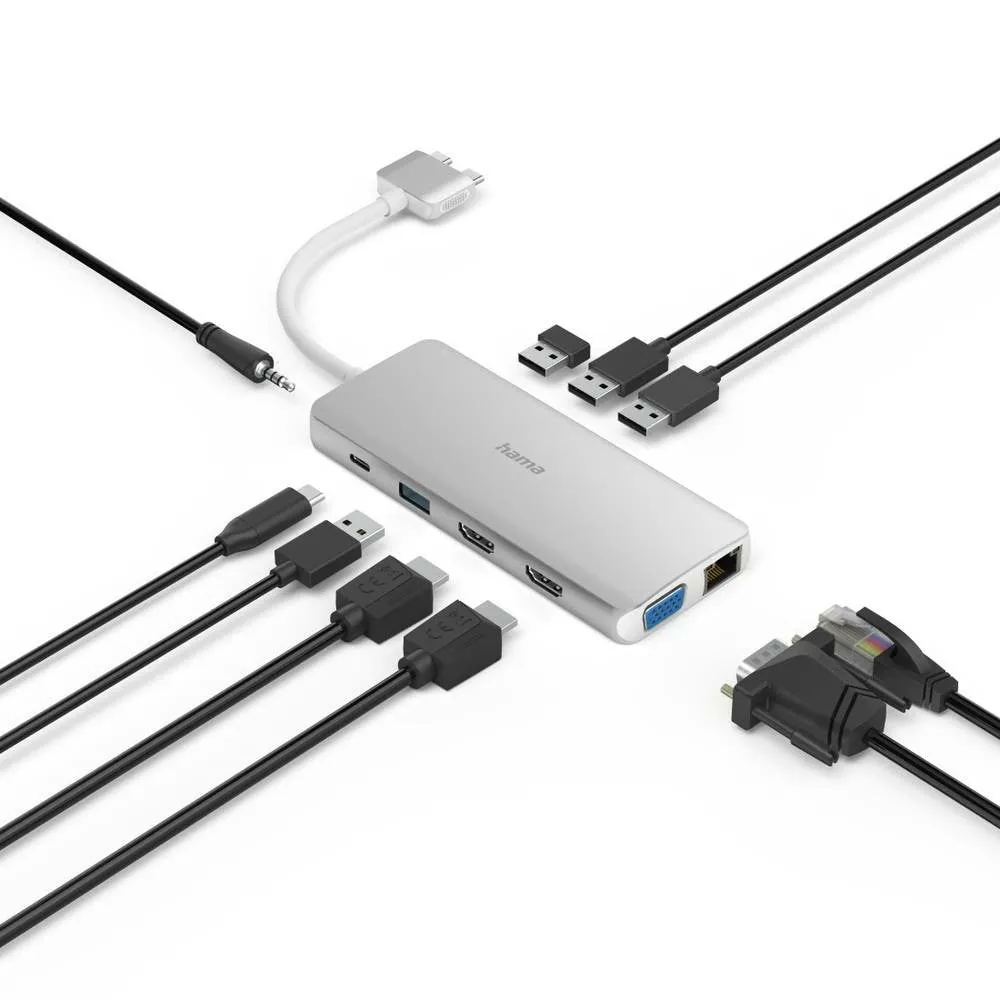 Hama 12 Ports Connect2Mac USB-C Multiport Hub - Silver/White | 458124