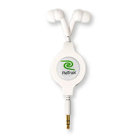 In-ear Headphones | In-ear Earbuds | Retractable Cord | White