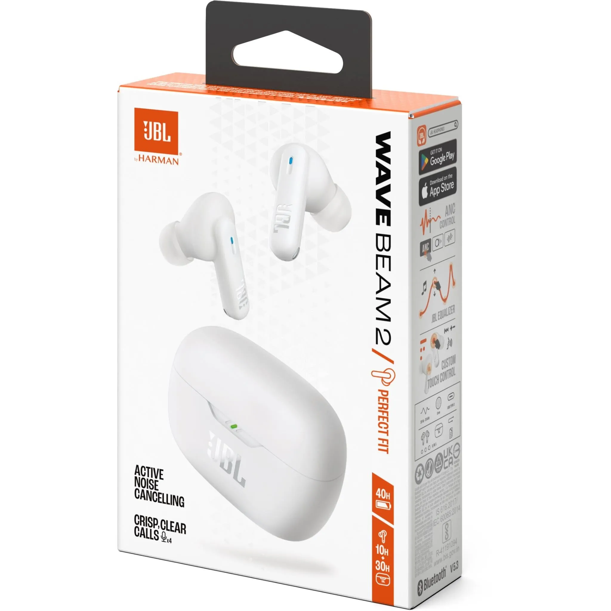 JBL Wave Beam 2 TWS Noise Cancelling In-Ear Headphones (White)