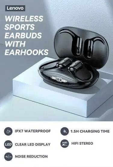 Lenovo XT80 Sports Wireless Headphones – HiFi Sound, LED Display, Mic