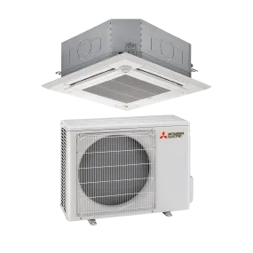 Mitsubishi 12,000 BTU P-Series Ceiling Cassette Single Zone Heat Pump System (PLA-A12EA8 & PUZ-A12NKA7)