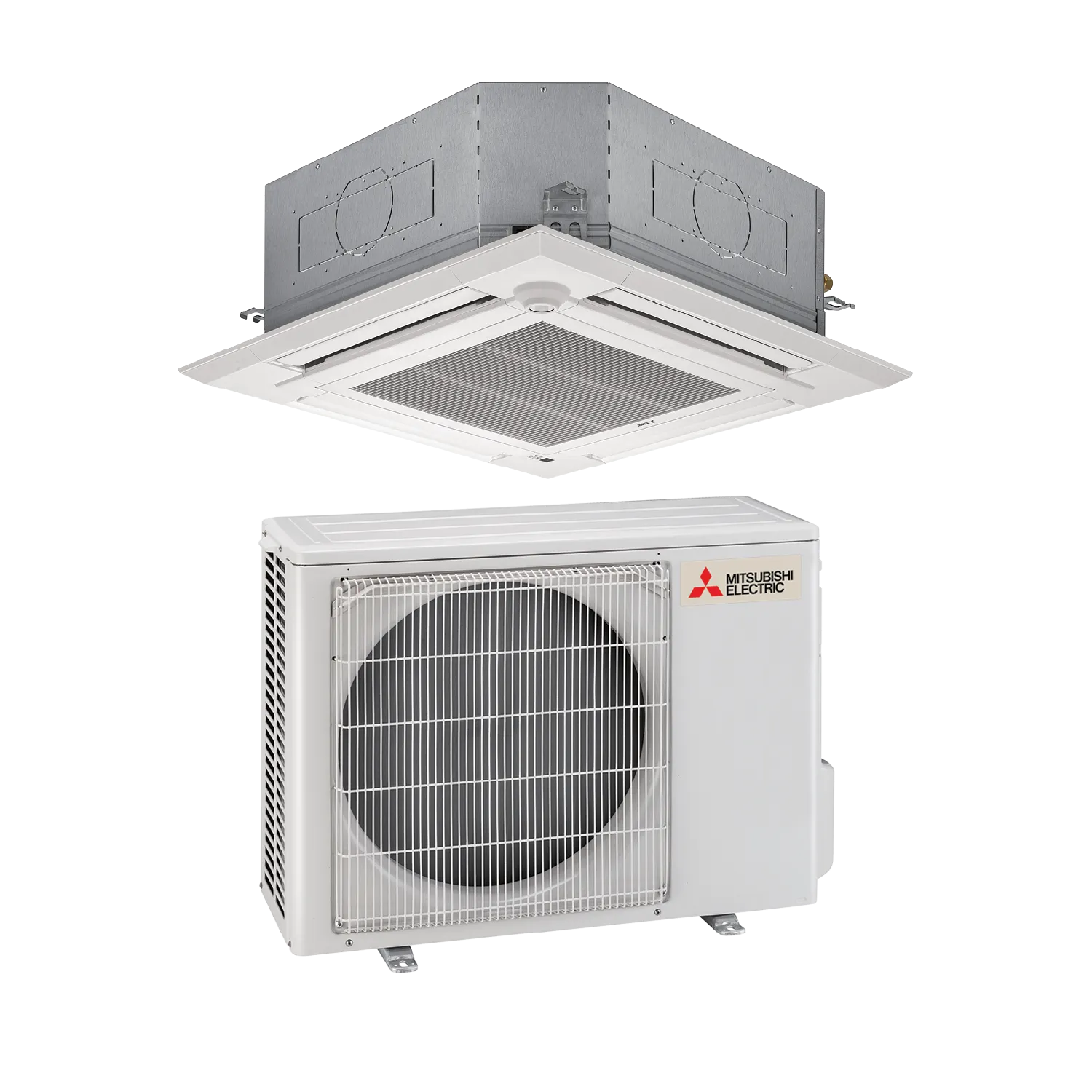 Mitsubishi 12,000 BTU P-Series Ceiling Cassette Single Zone Heat Pump System (PLA-A12EA8 & PUZ-A12NKA7)