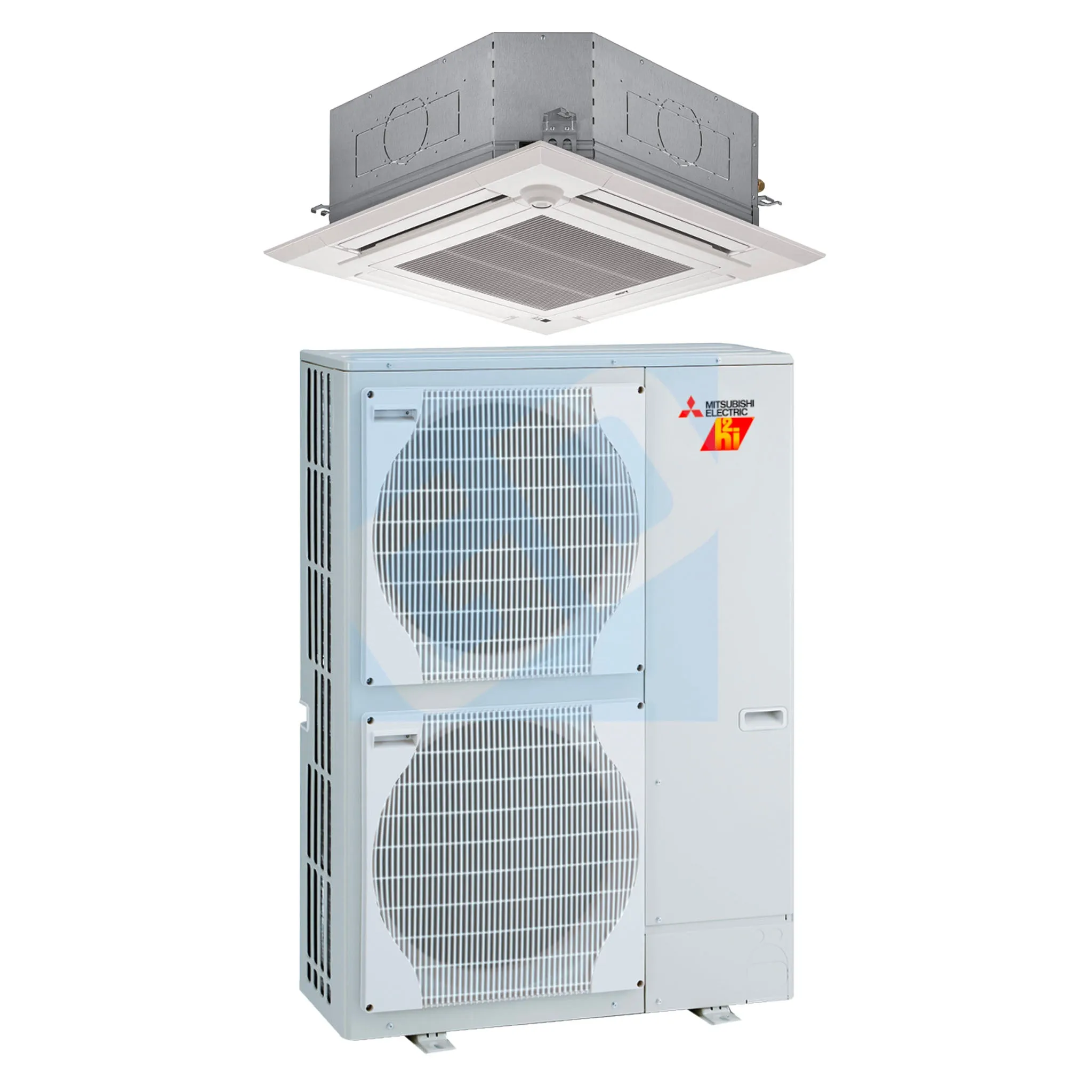 Mitsubishi 36,000 BTU Hyper-Heat Ceiling Cassette Single Zone Heat Pump Unit (PLA-A36AEA7 & PUZ-HA36NKA7)