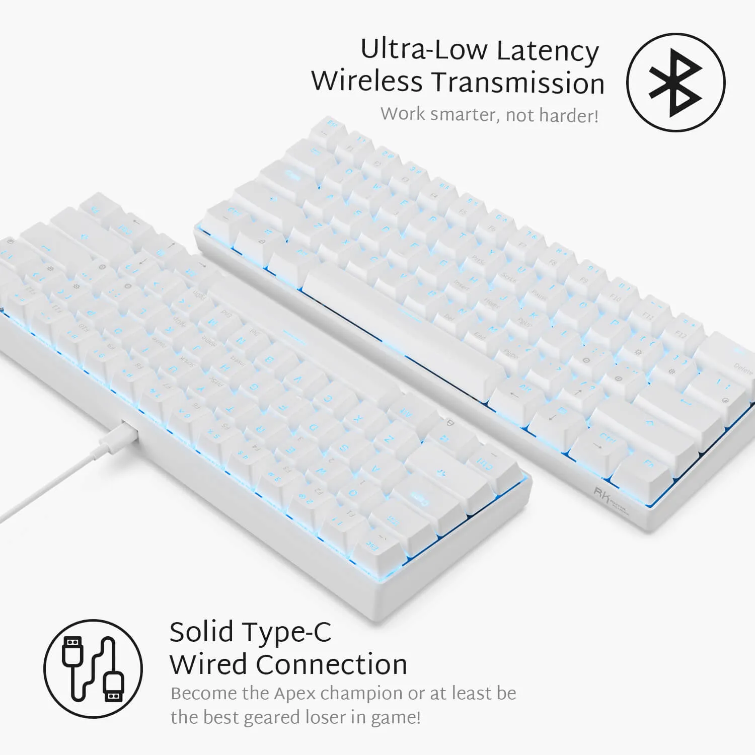 RK61 60% Dual Mode Wireless Mechanical Gaming Keyboard - Brown Switch (Open-Box)