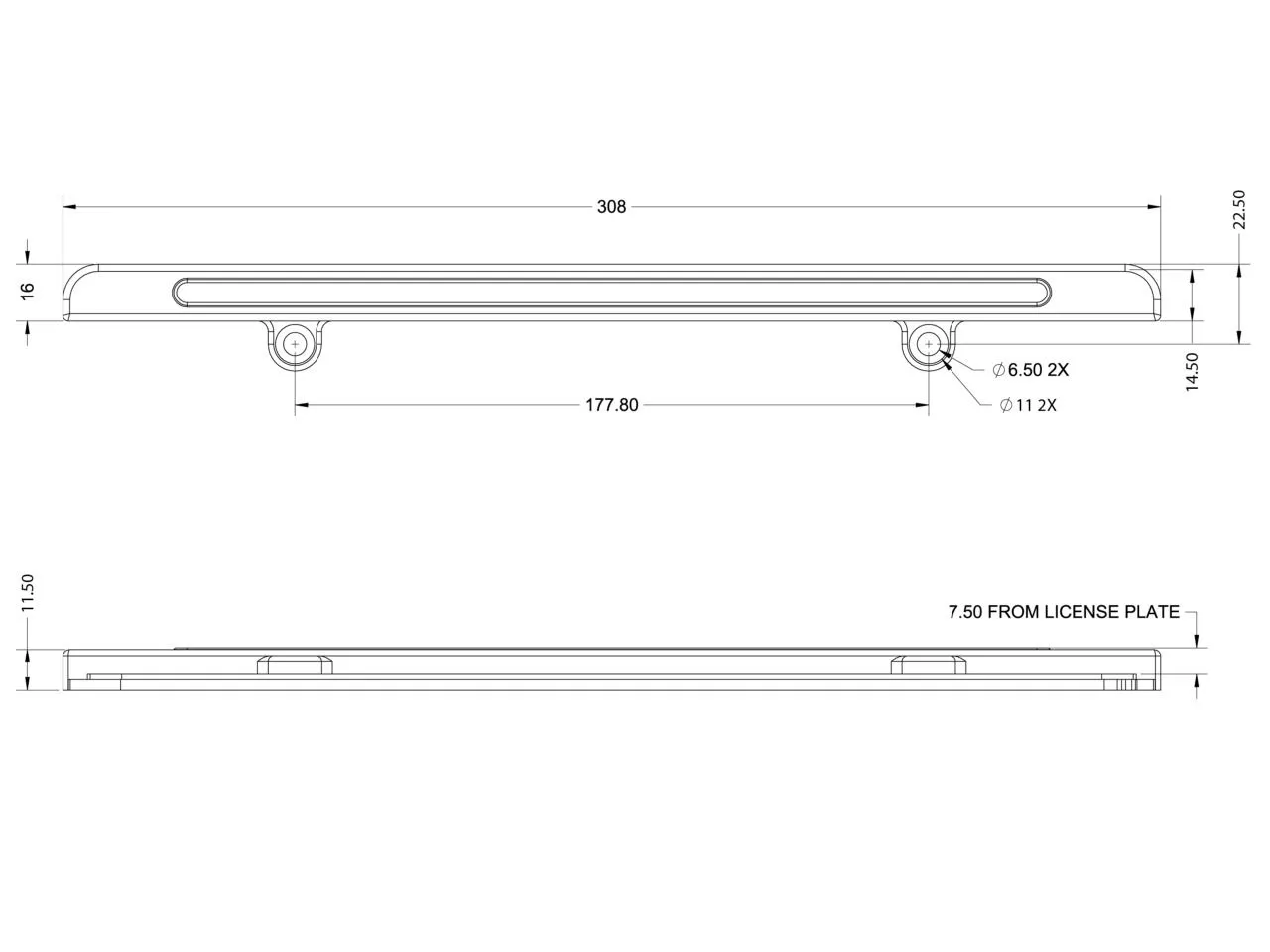 Universal LP-R License Plate Reverse Light Bar