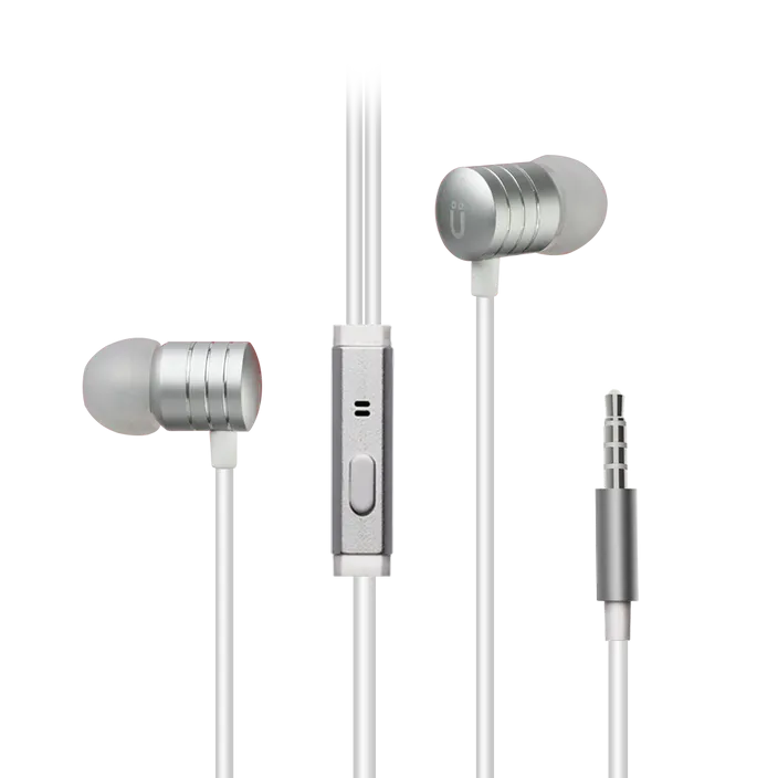 Uolo Pulse Earbuds with Mic [3.5mm Jack] (Metallic) Audio Output for Phone, Laptop, MP3, iOS/Android Devices