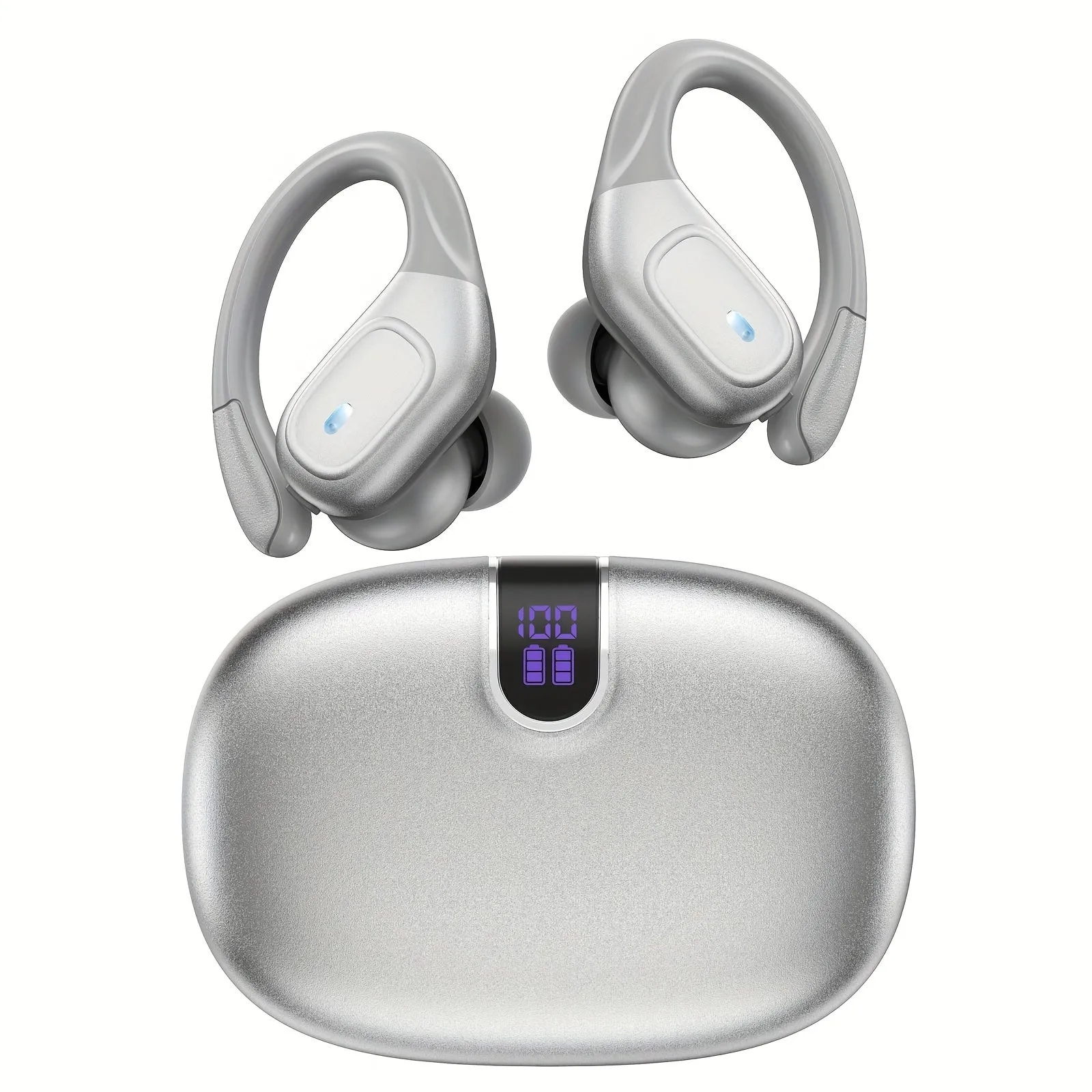 Wireless Earbuds, Ture Wireless 5.3 Earbuds, 78H Playtime Headphones With LED Digital Display & CVC 8.0 Noise Cancelling Mic In-Ear Earphone (Silver)