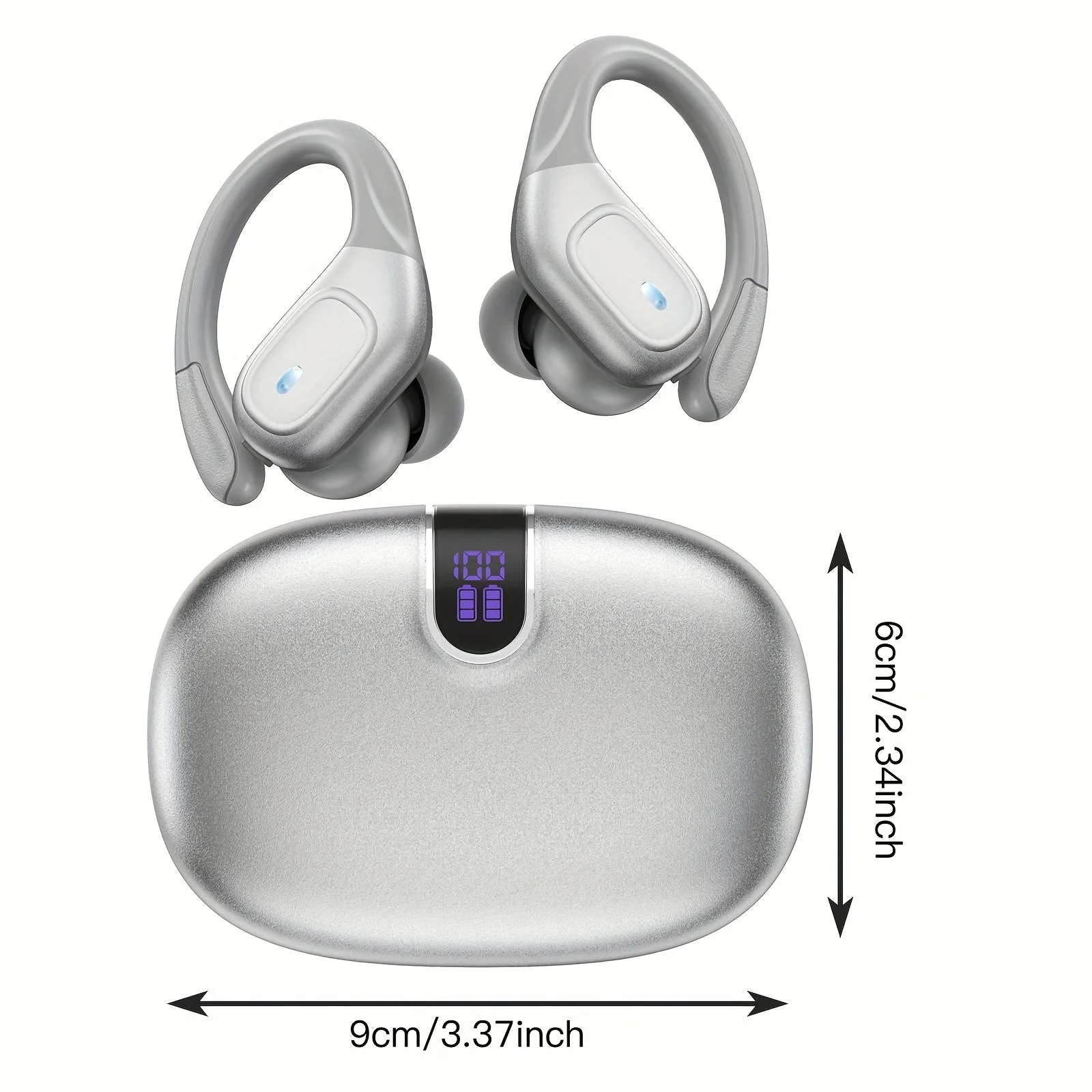 Wireless Earbuds, Ture Wireless 5.3 Earbuds, 78H Playtime Headphones With LED Digital Display & CVC 8.0 Noise Cancelling Mic In-Ear Earphone (Silver)