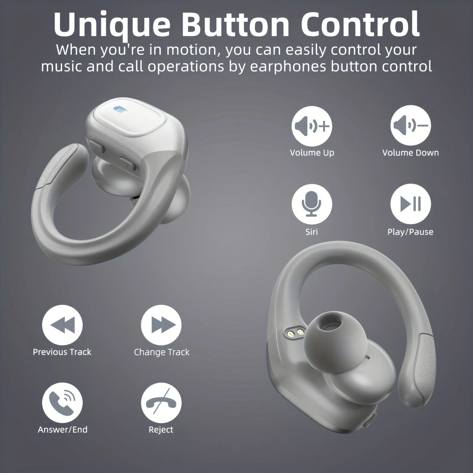 Wireless Earbuds, Ture Wireless 5.3 Earbuds, 78H Playtime Headphones With LED Digital Display & CVC 8.0 Noise Cancelling Mic In-Ear Earphone (Silver)