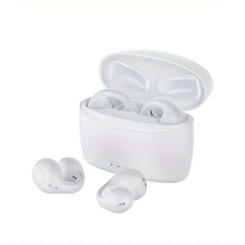 Wireless Open Ear Headphones, Clip On Earbuds for Android/iPhone, Air conduction earbuds with charging case